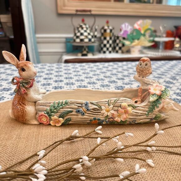 Fitz and Floyd‎ Woodland Spring Cracker Cradle Dish Multipurpose Easter Bunny - Picture 1 of 10